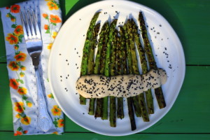 YOUR BRAIN WANTS YOU TO LOOK AFTER IT RIGHT NOW, and griddled asparagus with miso dressing