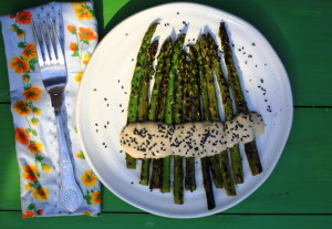 YOUR BRAIN WANTS YOU TO LOOK AFTER IT RIGHT NOW, and griddled asparagus with miso dressing